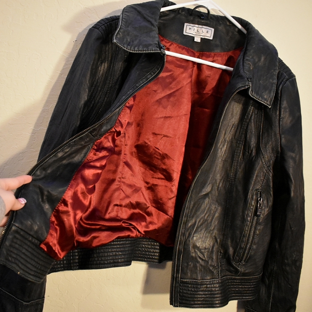 Pelle Studio Women's Black Leather Jacket With Silk Lining | Size L